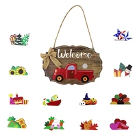 welcome sign set decoration pendant creative listing wooden calendar crafts wall hanging christmas decorations decorative plates