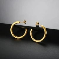 hoop earrings ladies personality stainless steel golden circle earrings twisted line hip hop style gold plated fashion jewelry