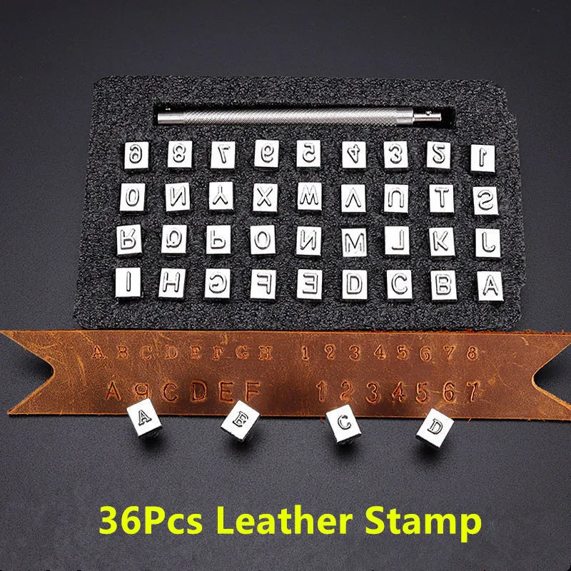 

36Pcs/Set Leather Printing Punching Number Alphabet Letter Stamp DIY Leather Craft Design Making Hole Punch Tools 3.5/6.5mm
