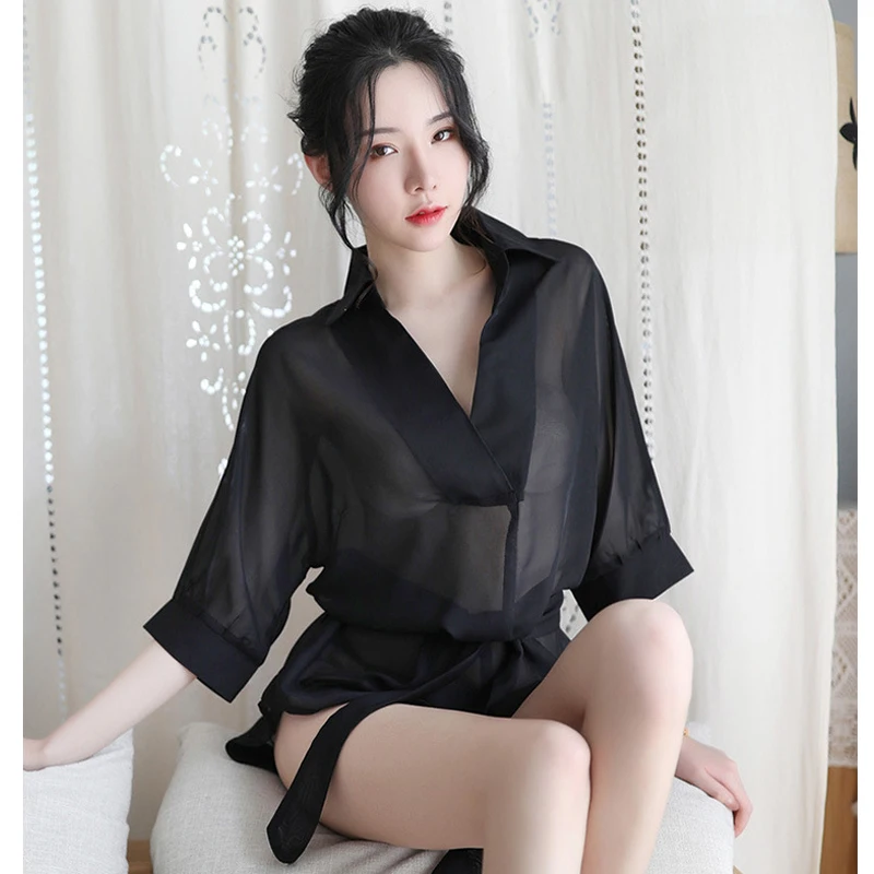 

Nightgown Women Tops Vintage Sexy Lingerie For Women See Through Sleep Shirt Adult Transparent Pajamas Sleepwear Pyjamas Nightie