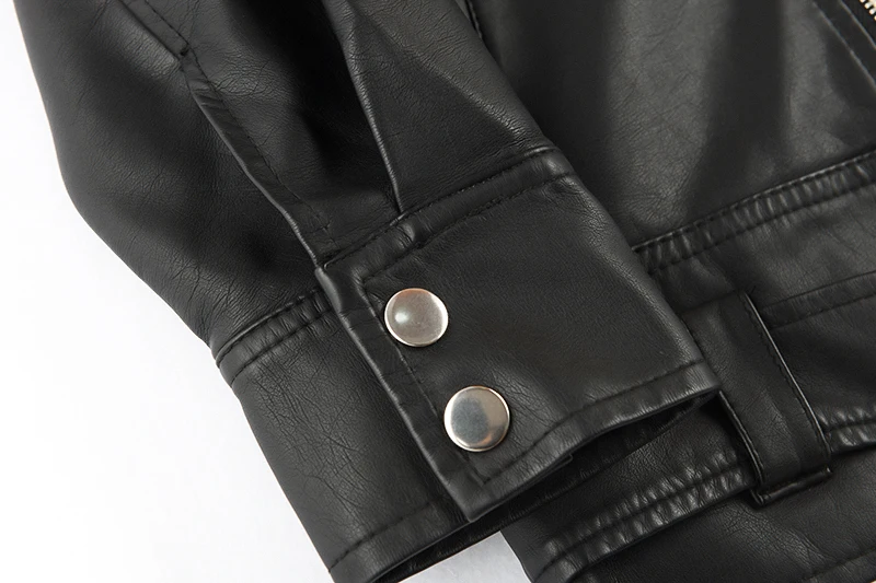 

LANMREM 2021 Autumn And Winter Zipper Fly Street Wear Black Overcoat Moto&biker Fashion Street Wear Pu-leather Coat For Women