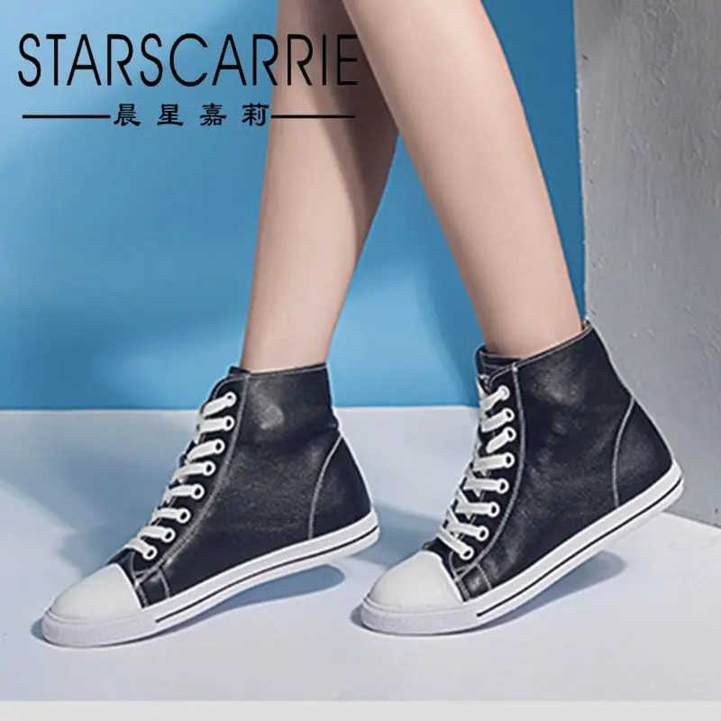 

Универсальная спортивная обувь с высоким берцем, из кожи, для весны и лета, белые ботинки для скейтборда, женские маленькие белые ботинки