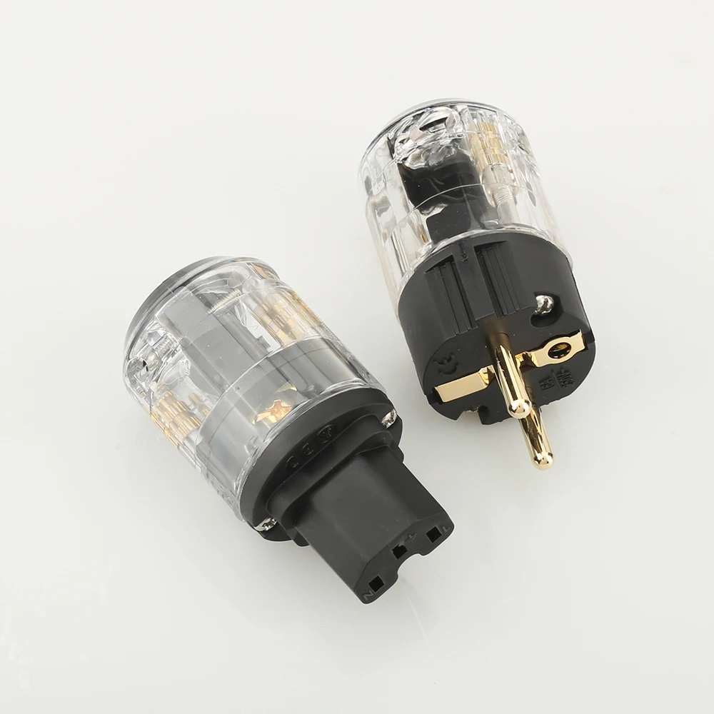 Одна пара позолоченный HiFi P-029E/C-029 ЕС стандартная вилка питания IEC разъем для аудио кабель питания