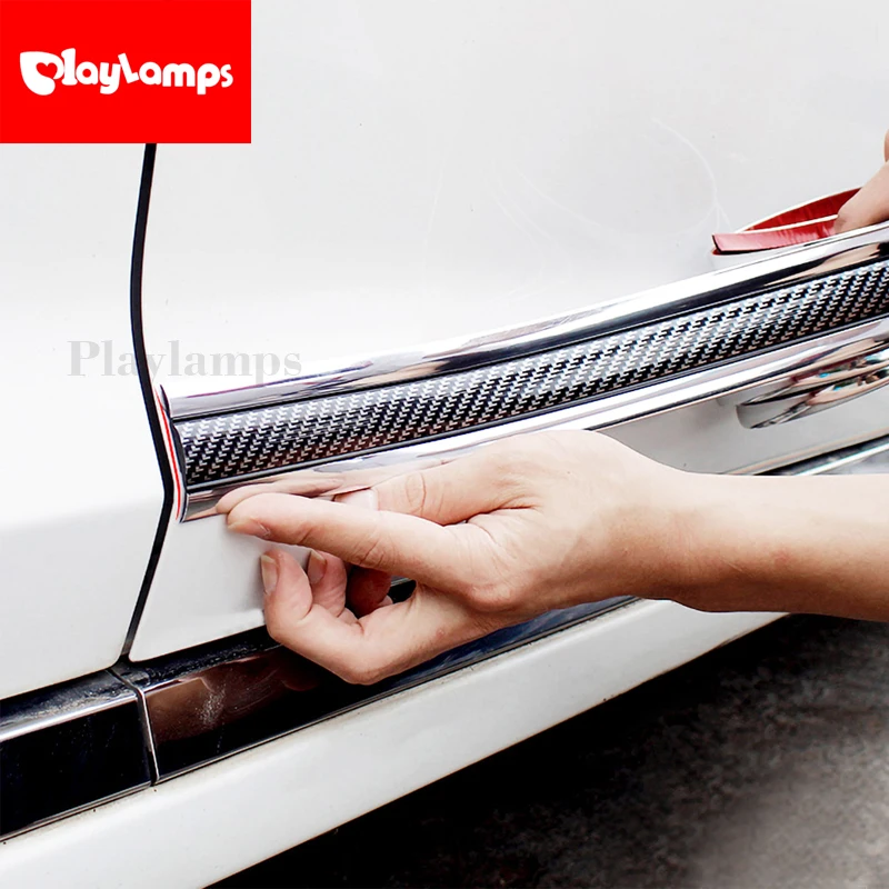 

Carbon Fiber Rubber Soft Black Bumper Strip Door Sill Protector Edge Guard Car Stickers for toyota