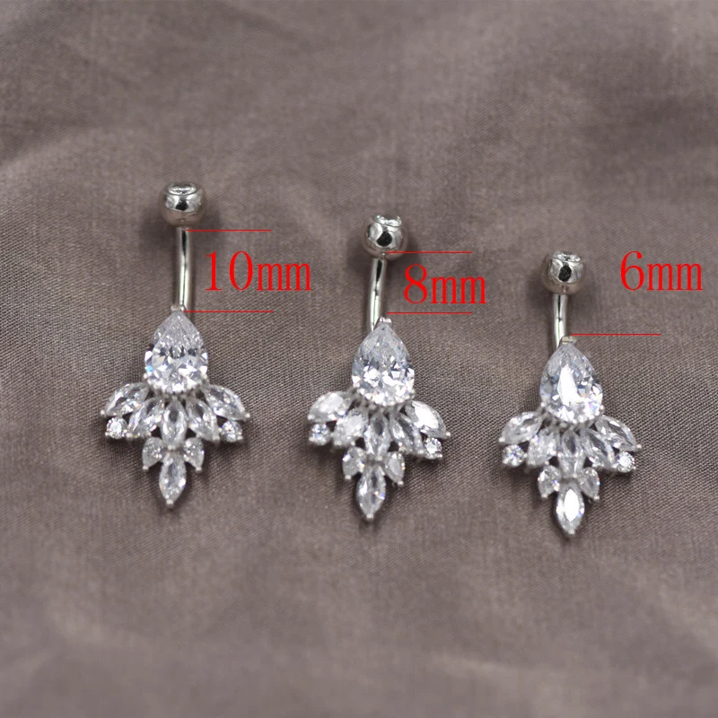 925 пробы серебро живота Бар кольцо с рисунком павлина кубического циркония Ясно