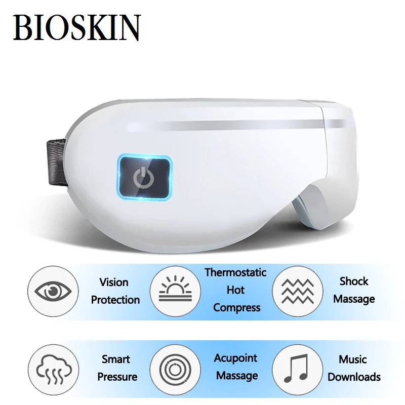 値段 をbioskinスマート電気ポータブル目加熱空気圧音楽振動指圧マッサージ治療マッサージ目のケア