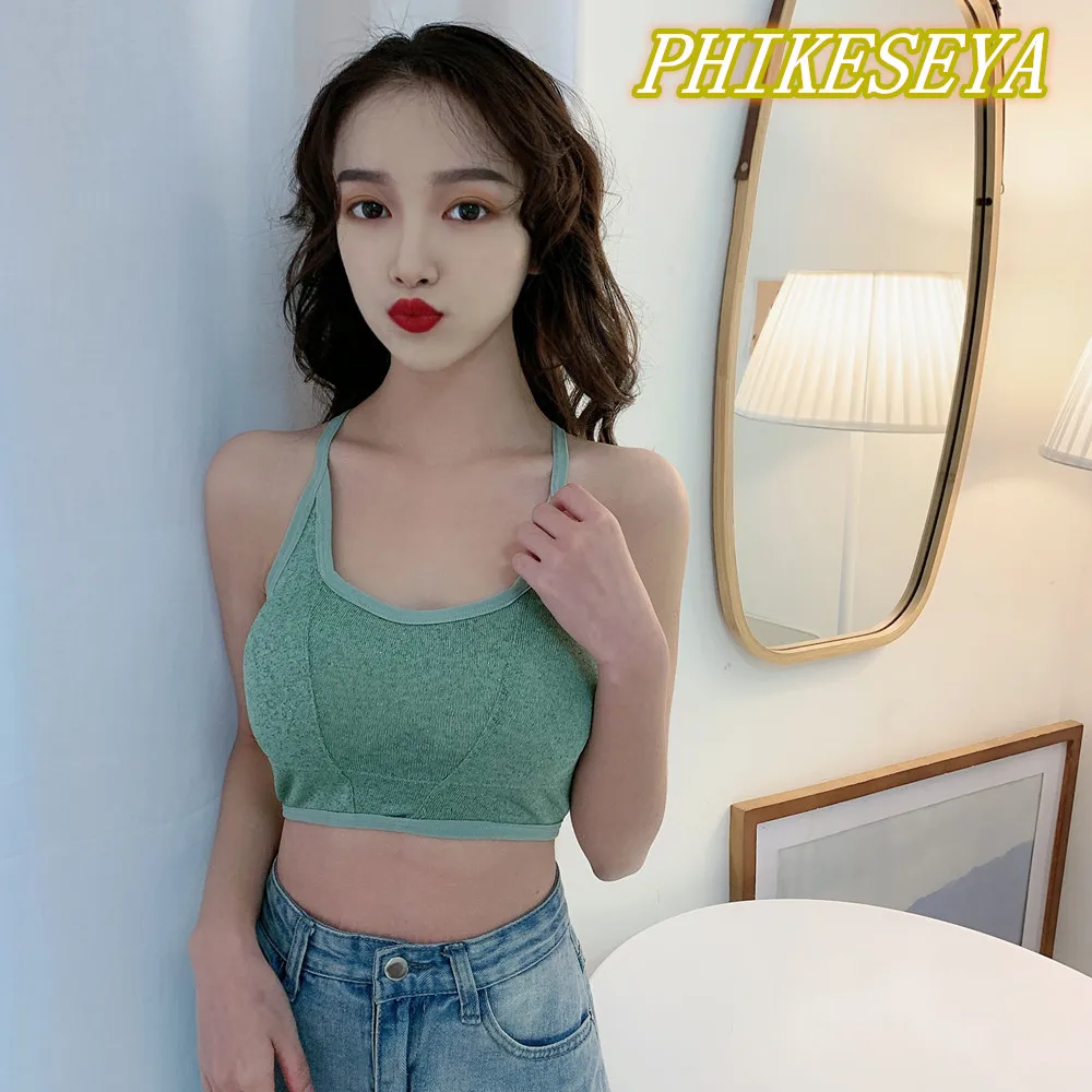 Женский бесшовный укороченный дышащий спортивный бюстгальтер топ Блестящие