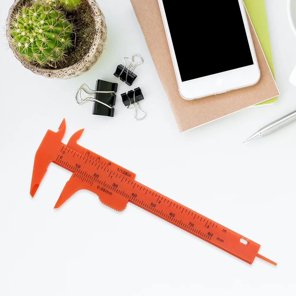 

High quality 1pcs 0-80mm double rule scale plastic Vernier caliper measuring Student Mini tool ruler