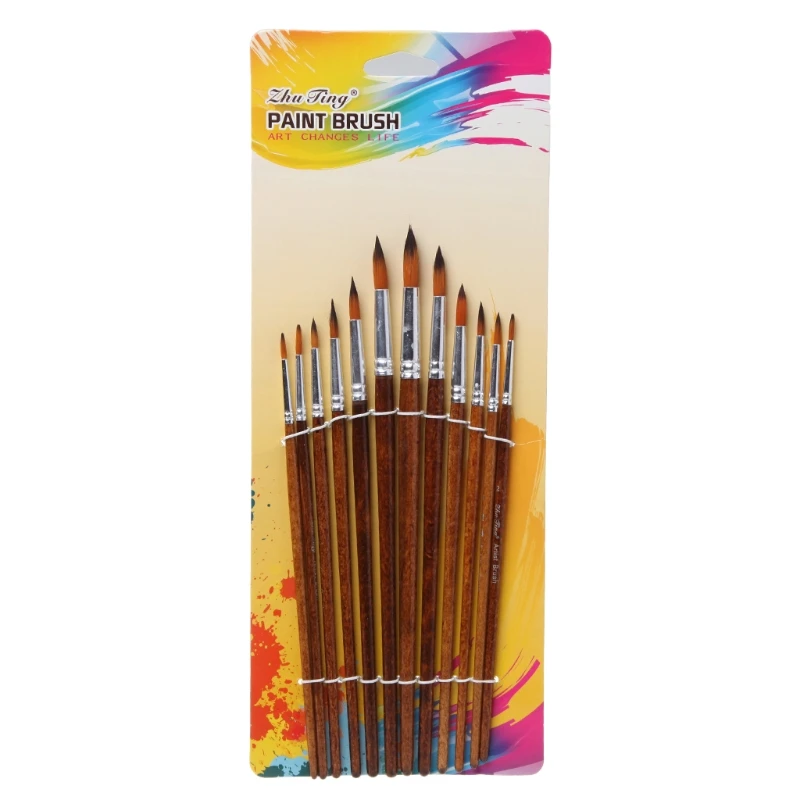 Набор кистей для рисования нейлоновые волосы акриловые акварельные круглые