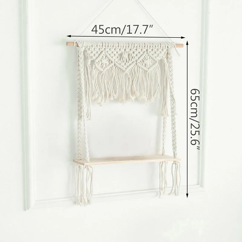 Декоративный Настенный Гобелен из хлопка Подвесной деревянный стеллаж для