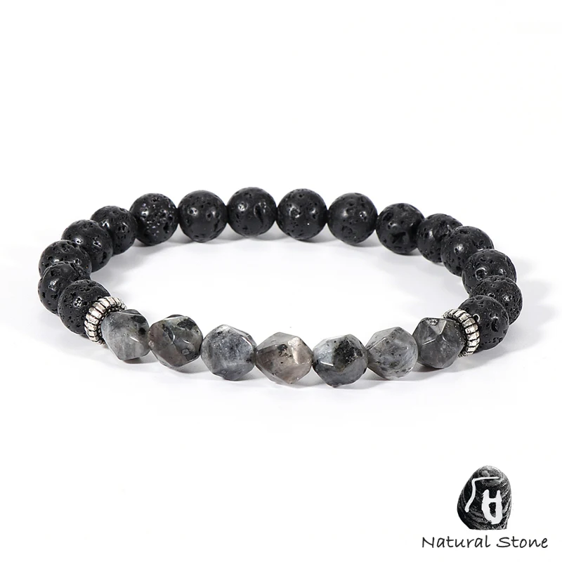 Мужской и женский браслет из натурального камня с лабрадоритом ониксом тигром