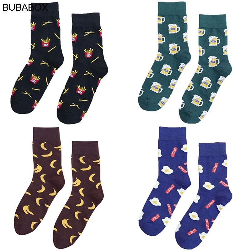 Мужские сумасшедший счастливый носки банан яйцо сосиска еда фанки пиво новинка