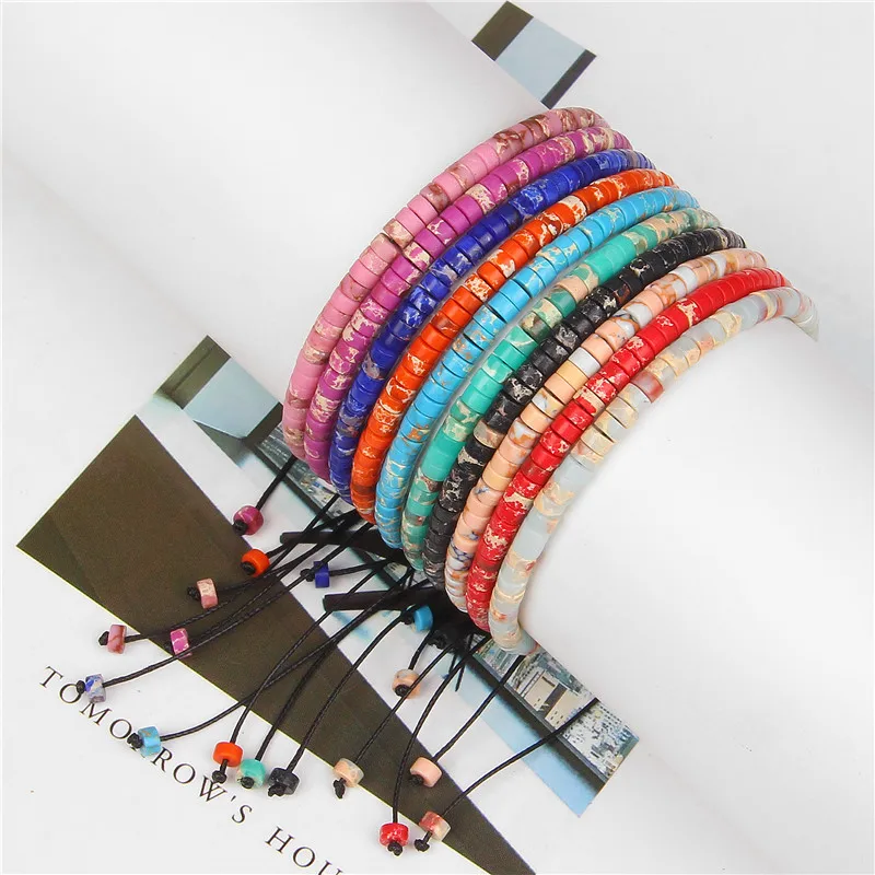 

Wholesale Fine Beads Bracelet Imperial Jaspers Bracelets Women Men Jewelry Fashion Woven Adjustable Bangles Yoga Reiki Gifts