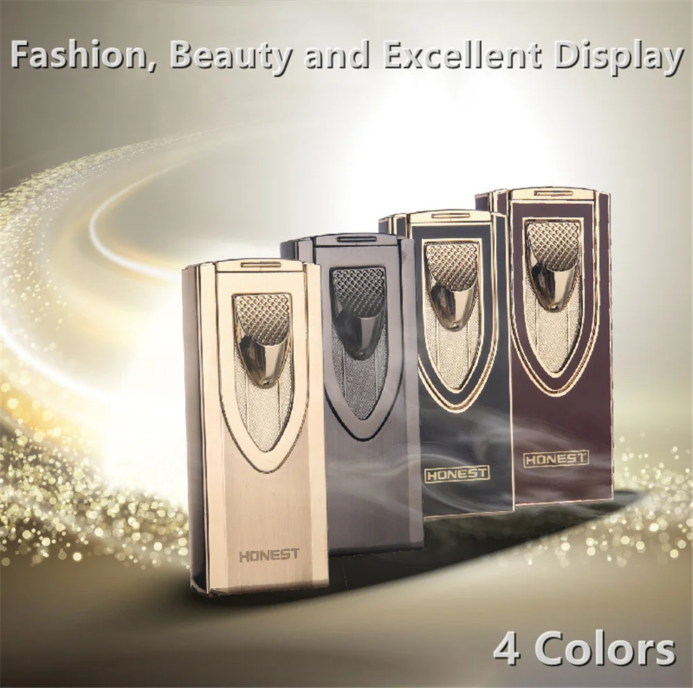 Специальная металлическая зажигалка для сигар модная двойной прямой ряд