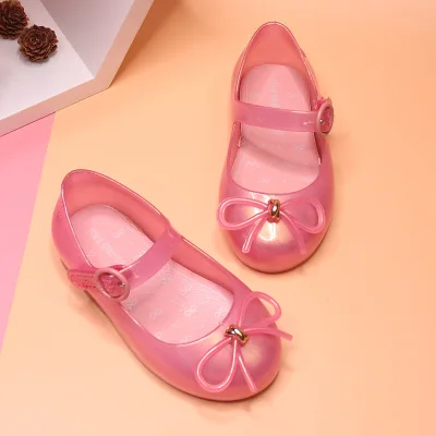 pink Melissa/оригинальные 1:1 сандалии для девочек; Новинка года; летняя детская обувь; сандалии Melissa Rainbow; нескользящая обувь принцессы для девочек - Цвет: pink