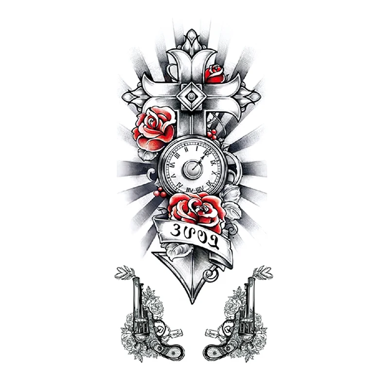 Водостойкая Женская временная татуировка пистолет тотем окрашенная боди-арт