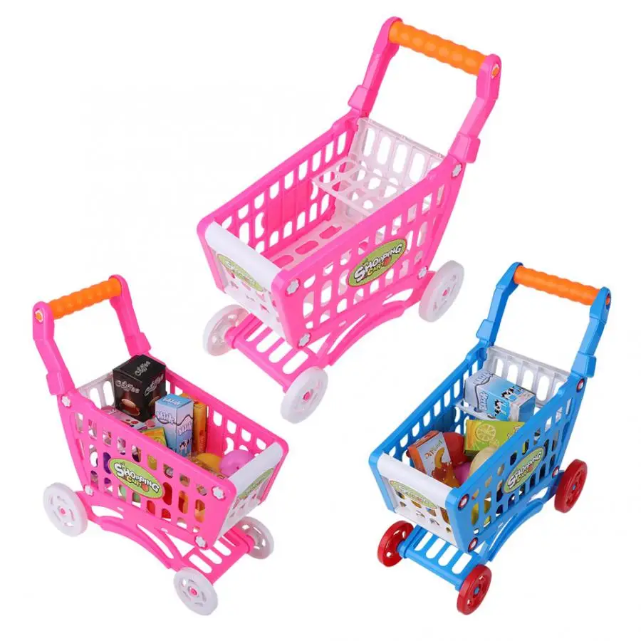 Детская игрушечная Тележка для покупок имитация из АБС пластика игрушка с едой