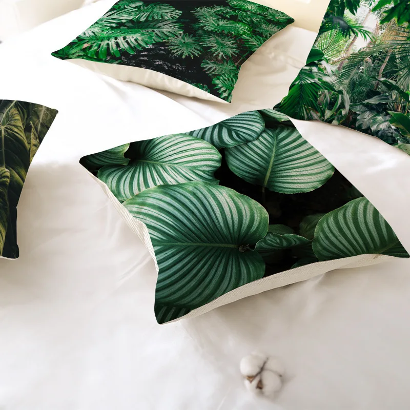 Морден тропические растения и листья декоративная подушка для дома Обложка