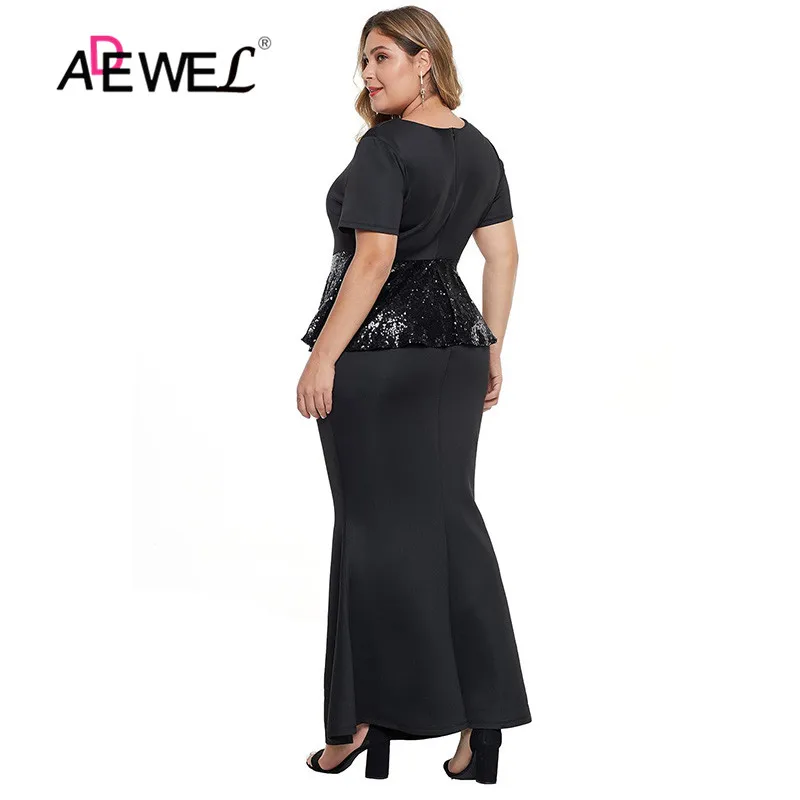 ADEWEL-женское платье с высокой талией элегантное вечернее коротким рукавом и