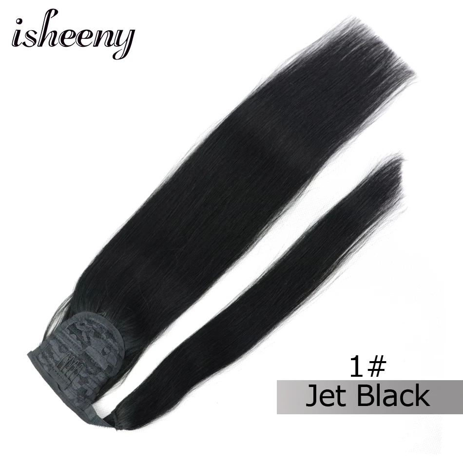 #1 Isheeny Человеческие волосы Remy конский хвост для наращивания 1" 18" 2" человеческие волосы для наращивания на заколках - Цвет: #1
