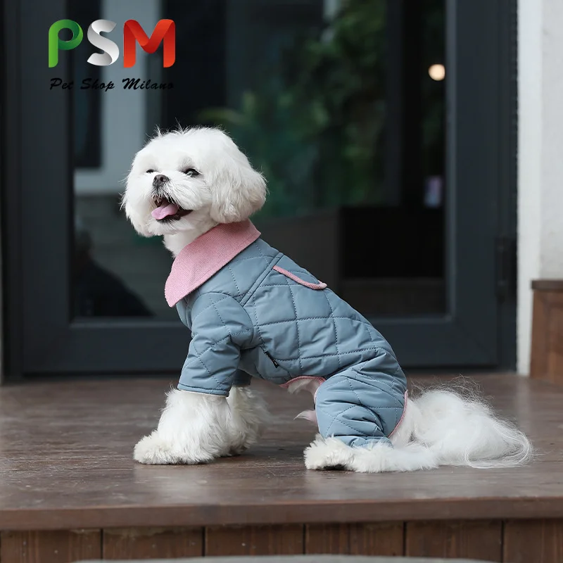 

New Autumn Winter Dog Clothes Lattice Splicing Cotton Padded Clothes Lovely Warm Soft Comfortable Hoodie Costume Parca Teddy