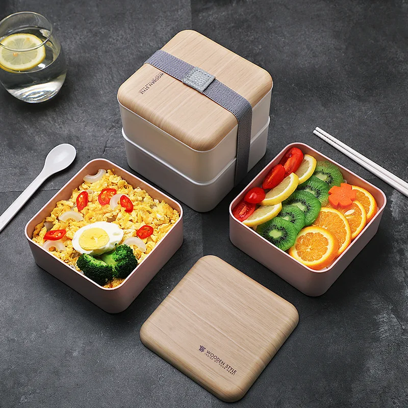 Health Lunch Box High Capacity Double Layer With Cutlery Food Container Outdoor Office School Portable Bento Set 1400ml | Дом и сад