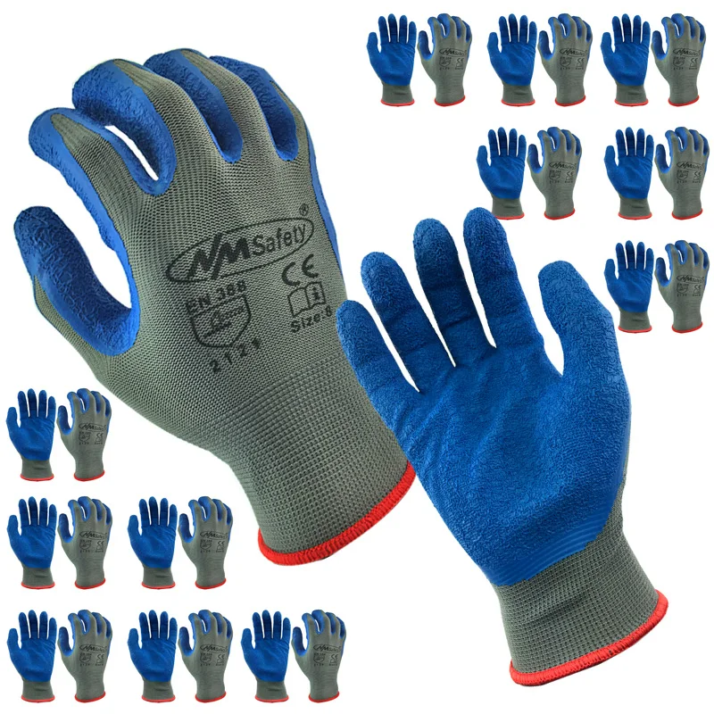 

24Pcs/12Pairs Household Gloves Non-slip Wear-resistant Breathable Labor Work Garden Latex Work Gloves Protective Gloves