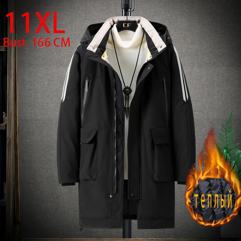Plus Size 11XL 10XL Windproof Winter Jacket Coats Men Waterproof Fashion Hoodied Parka Men Warm Winter Cotton Coat Men Thicken