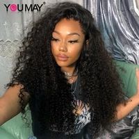 250 density brazilian curly human hair wigs pre plucked baby hair fake scalp 13x6 curly lace front wigs for women you may u part