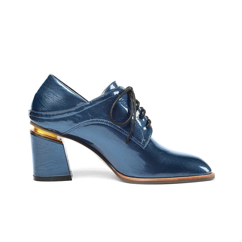 Женские модельные туфли MORAZORA черные из натуральной кожи на толстом высоком