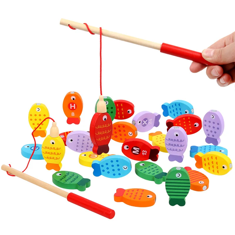 

Wooden Magnetic Fishing Toy Children's Alphanumeric Cognition Early Education Puzzle Magnetic Fishing Toy Parent-child Game Gift