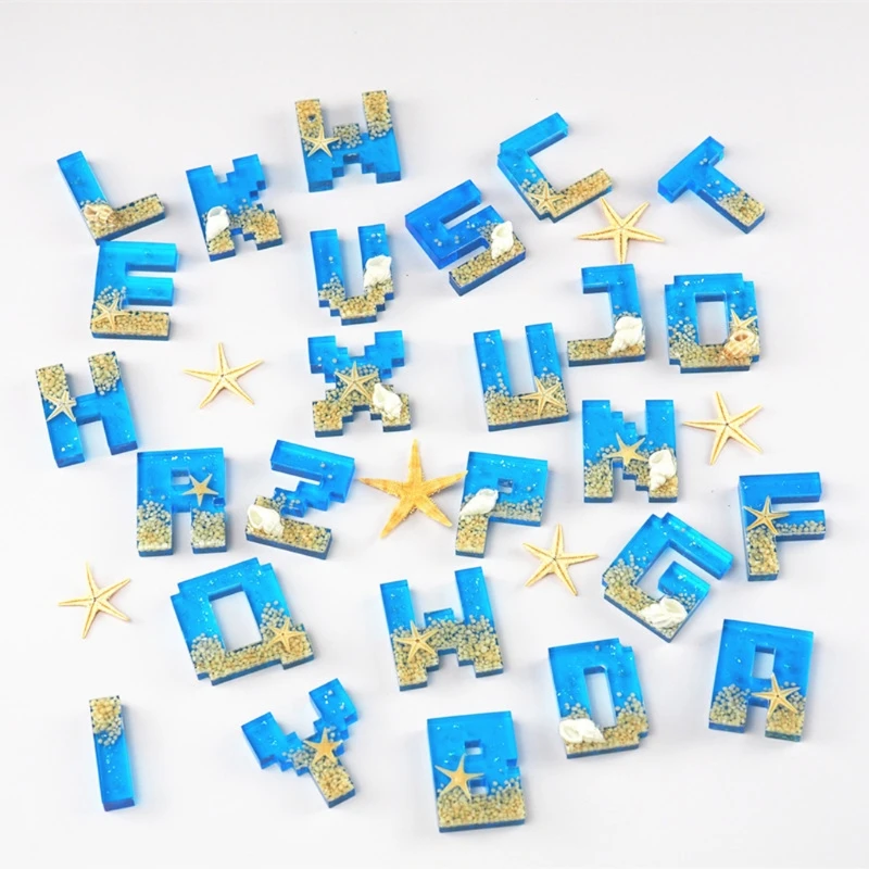 

Pixel Letters Epoxy Resin Casting Mold Alphabet Keychain Pendant Alphabet UV Resin Silicone Mold Jewelry Making Tools