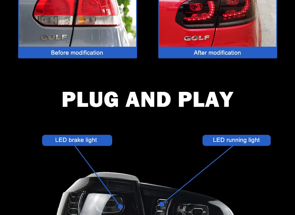АКД Тюнинг автомобилей задние фонари для VW Golf 6 Golf6 MK6 R20 задние фонари светодиодные DRL ходовые огни противотуманные фары динамический световой сигнал