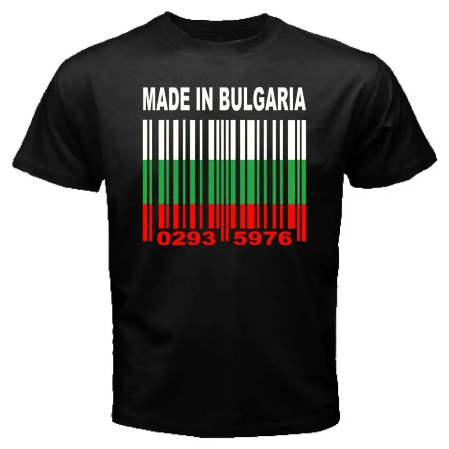 

MADE IN BULGARIA Bulgarian Country Flag Barcode Numbers T-Shirt. Summer Cotton Short Sleeve O-Neck Mens T Shirt New S-3XL