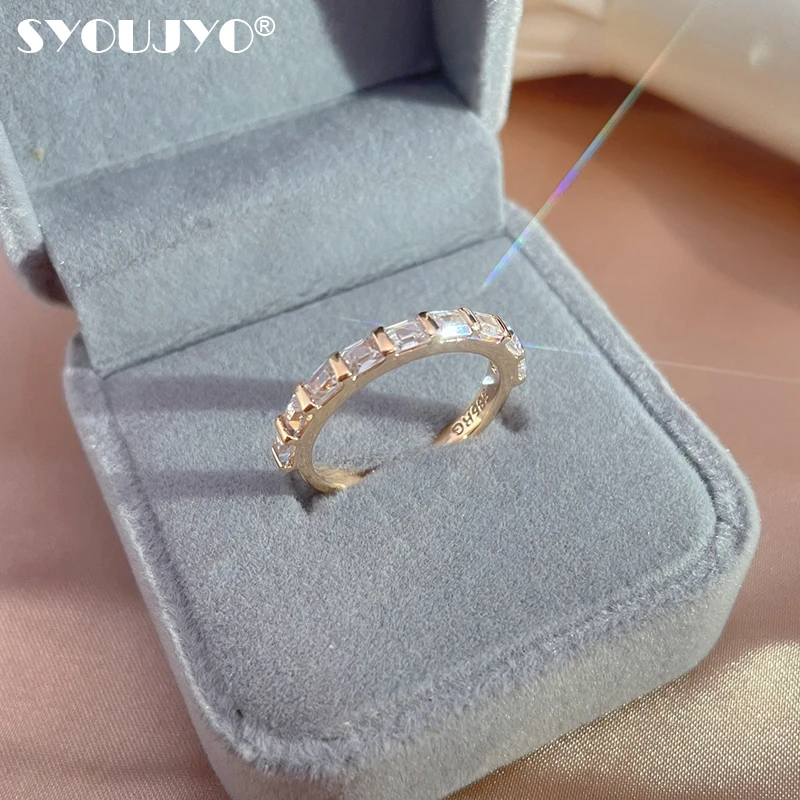 SYOUJYO Роскошные обручальные кольца для невесты 2022 Trend 585 Rose Gold Fancy Crystal Women's Ring