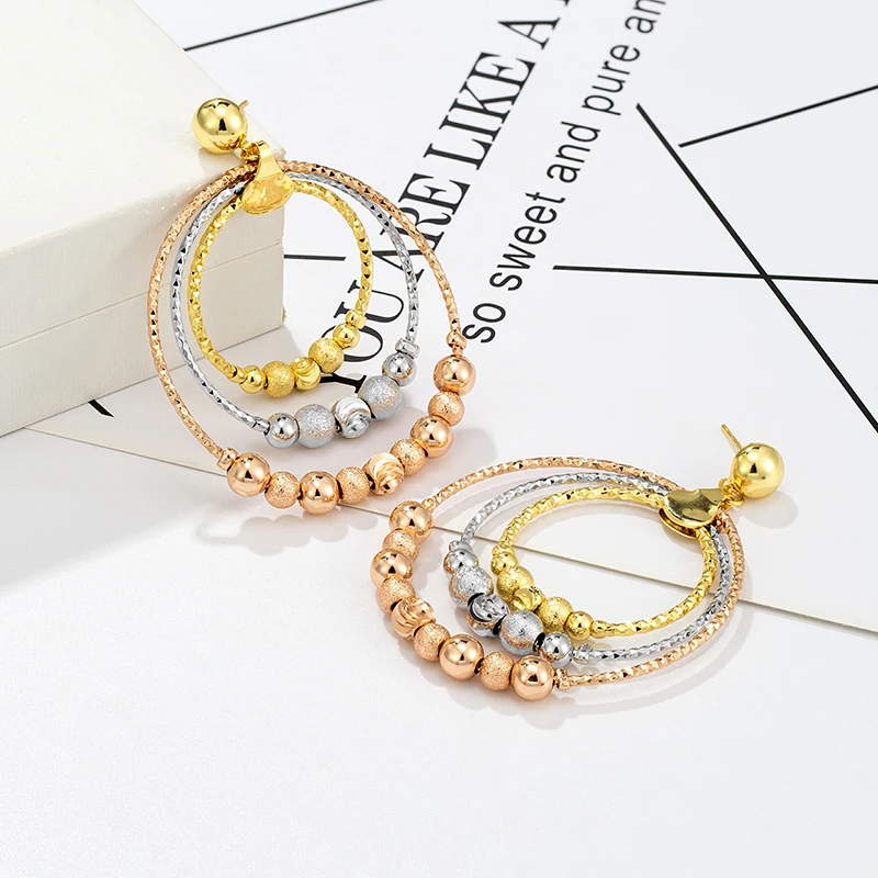 

Новое модное ювелирное изделие, золотое ожерелье из Дубая, серьги-кольца, коллекция женских африканских бусин с покрытием 24-каратным золото...