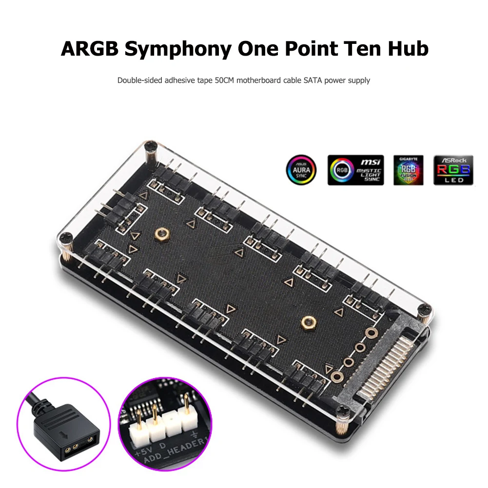 

10-портовый Rgb-разветвитель для настольного компьютера, 5 В, 3 контакта