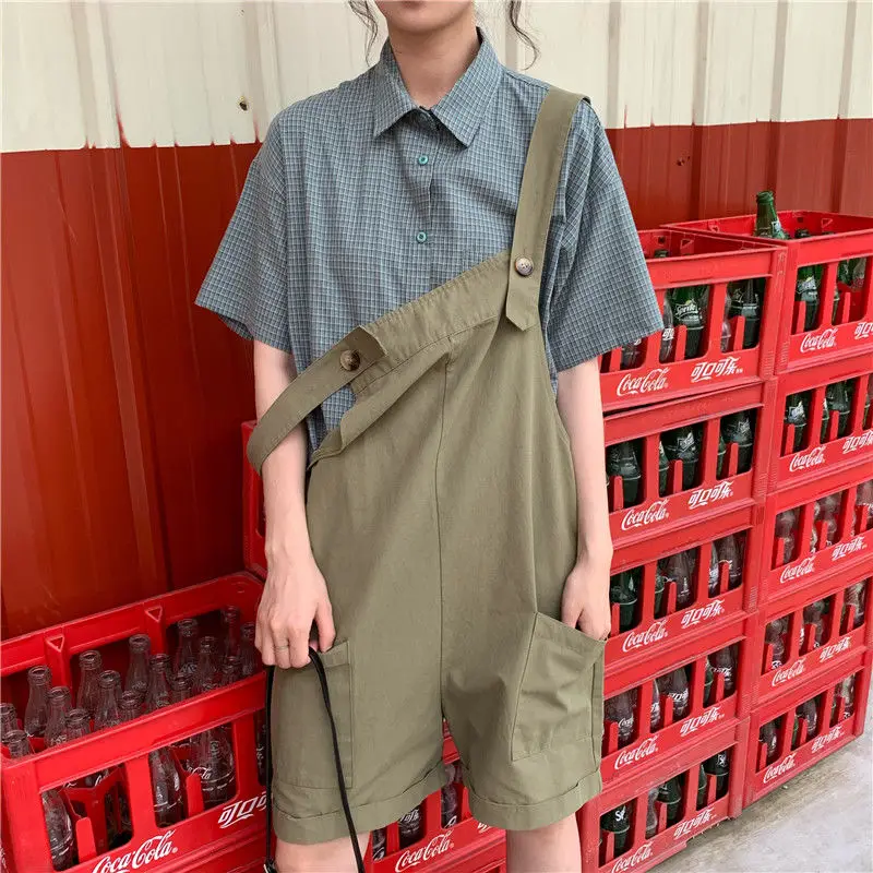 

Rompers Women High Waist Suspender Cargo Trousers All-match Sweet Girls Fashion Korean Ulzzang Chic Casual Loose Plue Size 2XL