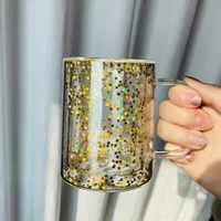 girl heart ambilight stars starlight glitter double layer insulation anti scalding bright starry double layer glass coffee cup