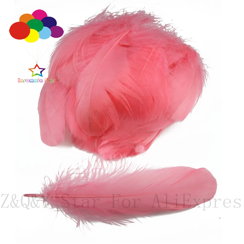 

50-100 natural goose feathers floating 5-12CM (2-4 inches) dyed watermelon red DIY craft jewelry clothing jewelry feather