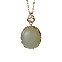 925 sterling silver gold plated hetian jade qiemo blue pendant vintage personality gourd womens elegant necklace pendant
