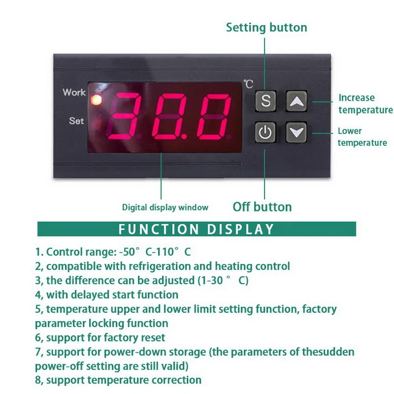 Терморегулятор с цифровым дисплеем и датчиком температуры 110 220 В/12 В/24 В|Приборы