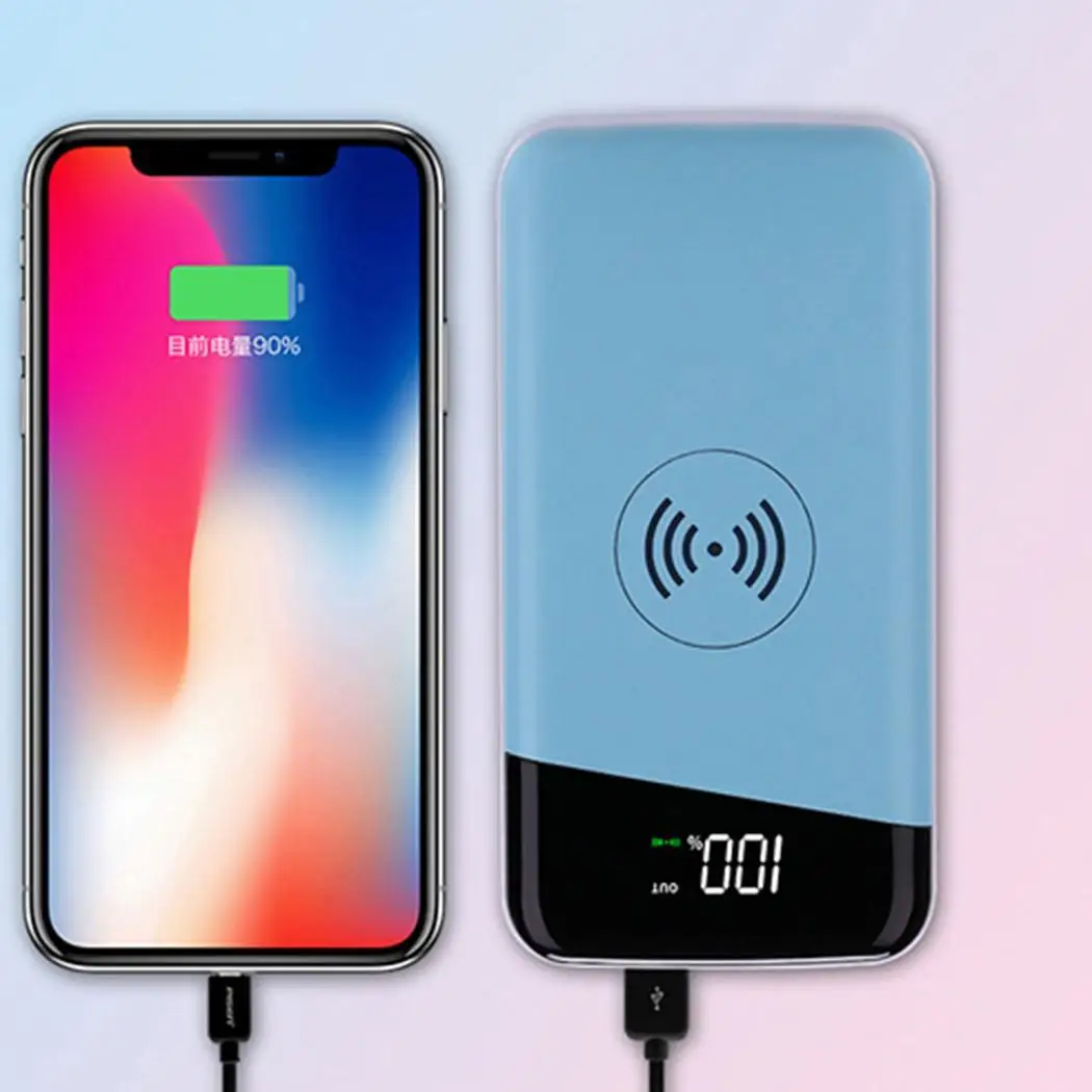 Беспроводное зарядное устройство power Bank 10000 мАч внешняя батарея портативное Dual USB