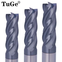 tuge hrc58 cnc tools 4 flute flat end mills shank 4 6 8 12 carbide tungsten metall alloy milling cutter for steel metal etc