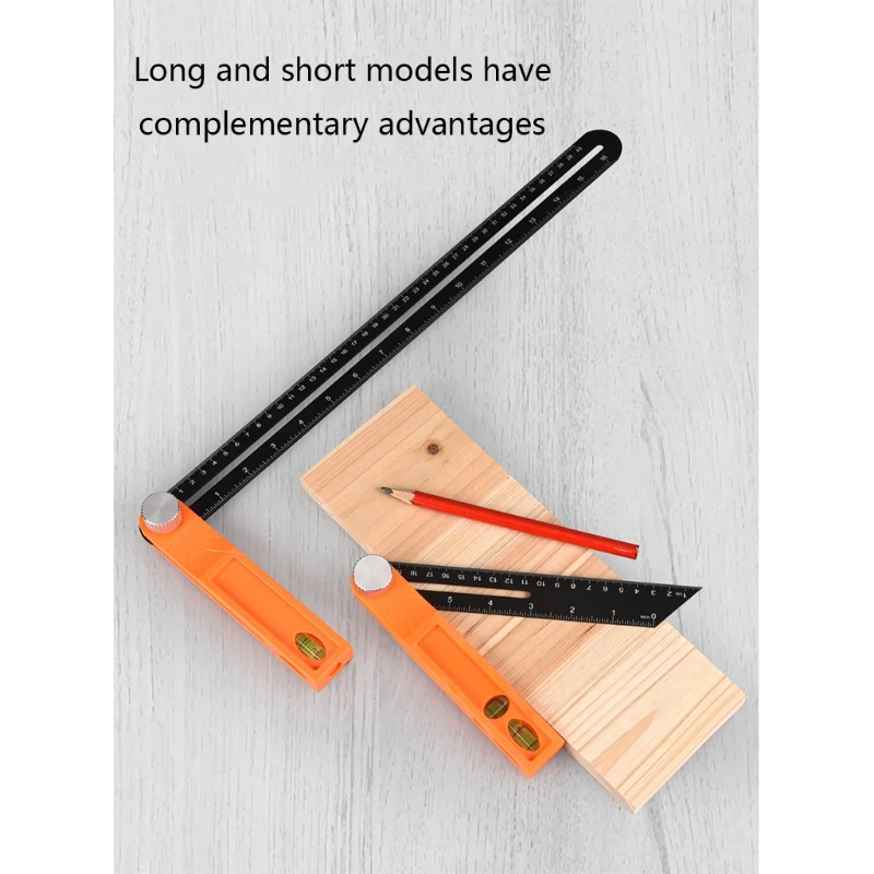 

Woodworking Movable Angle Ruler 15/30/45/60 Degree with Bubble Level Gauge Y4QC