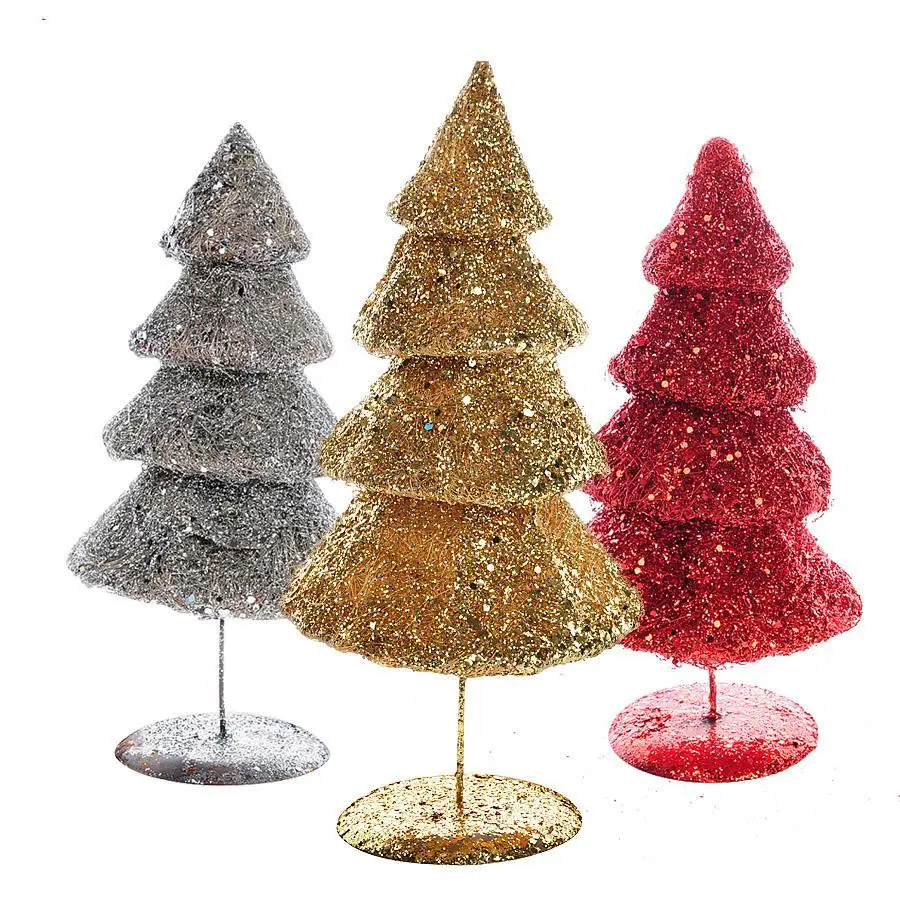 

30cm Xmas Tree Tabletop Christmas Tree Home Decor Red Tree Iron Pagoda Shape