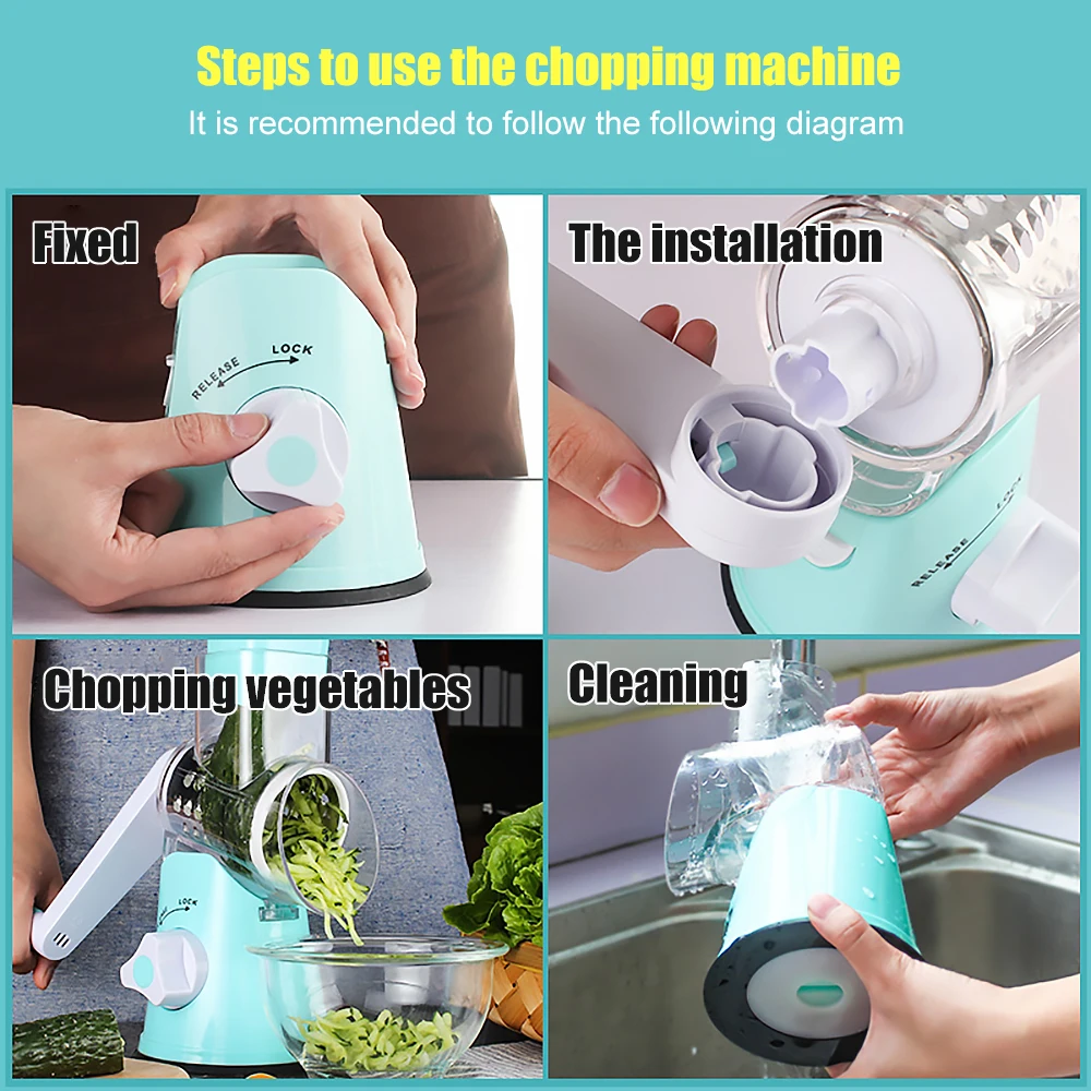 

3 In 1 Manual Vegetable Cutter Slicer Kitchen Multifunctional Round Mandoline Slicer Potato Cheese Kitchen Gadgets Drop Shipping