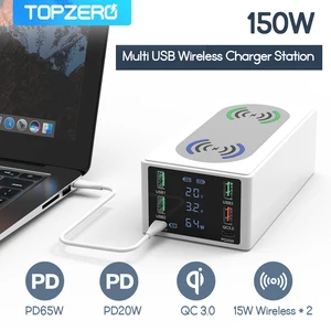 150w usb charging station dual wireless charger type c qc3 0 pd 65w fast charger usb phone charger for iphone 13 x xiaomi laptop free global shipping