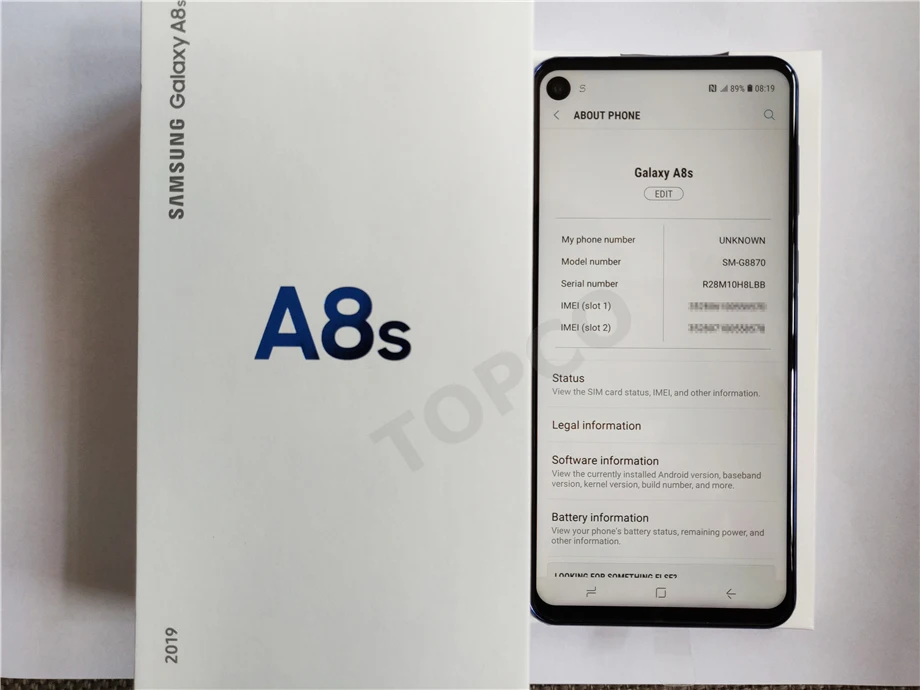 Samsung Galaxy A8s G8870 Dual Sim Восьмиядерный 6," 4 камеры 8 ГБ ОЗУ 128 Гб ПЗУ мобильный телефон Snapdragon 710 NFC