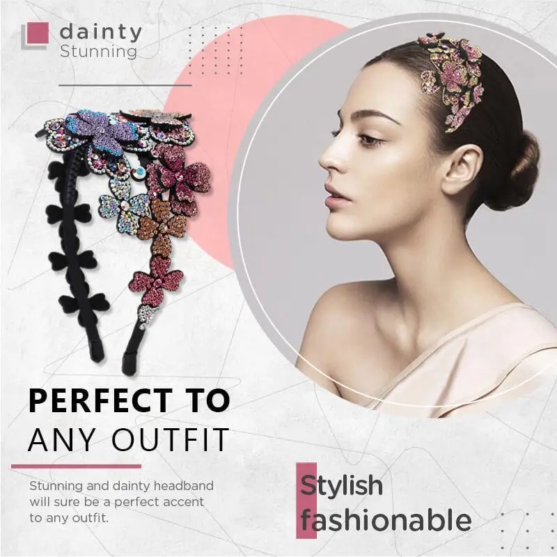 Повязка на голову с кристаллами и цветами модный головной убор из бисера